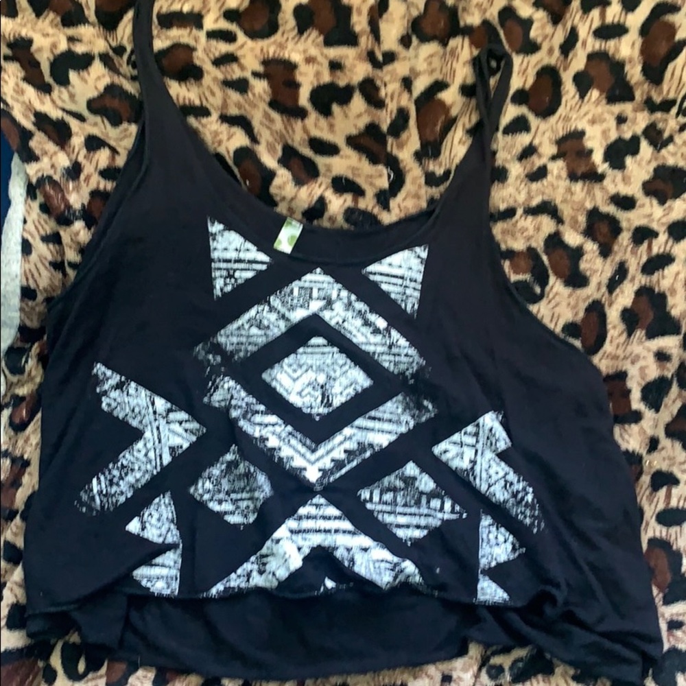 Black tank top with white design
